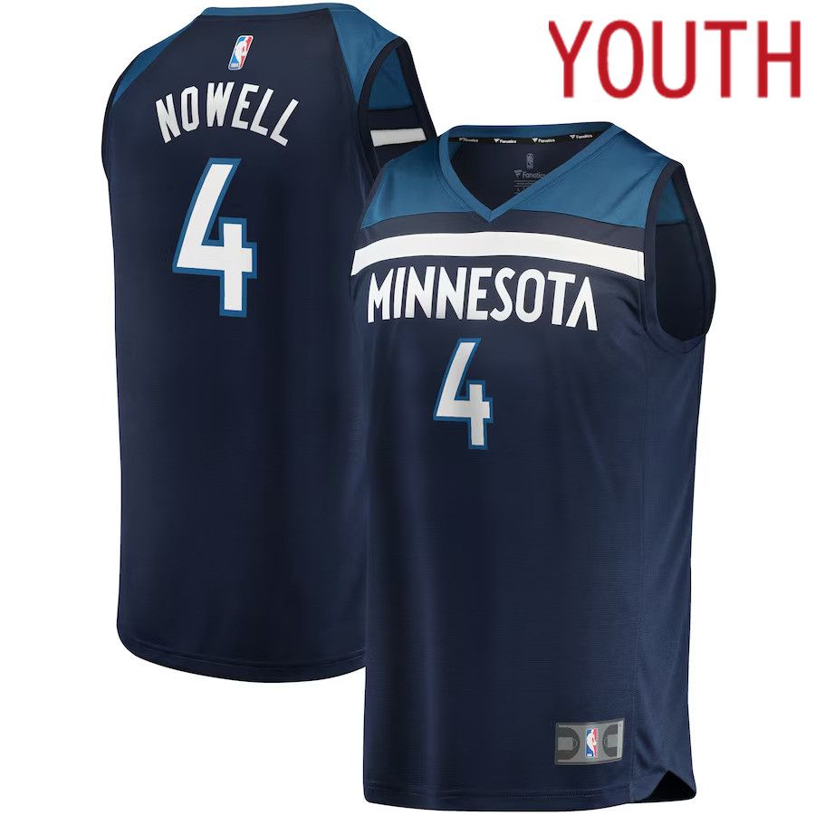 Youth Minnesota Timberwolves #4 Jaylen Nowell Fanatics Branded Navy Fast Break Replica NBA Jersey->customized nba jersey->Custom Jersey